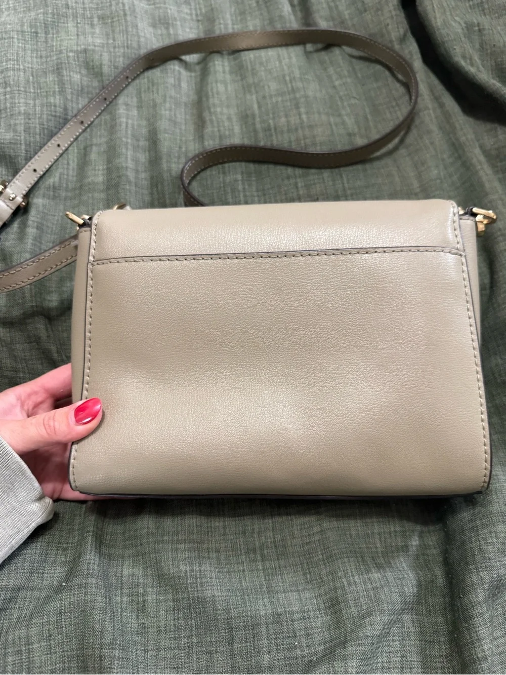 Michael Kors Sage Leather Crossbody with Gold Hardware